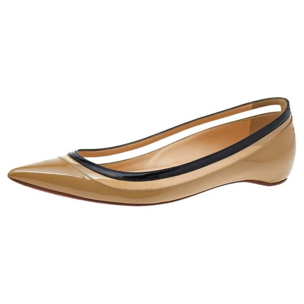 CHRISTIAN LOUBOUTIN 36 Shoes Paulina Flat Pointed Patent PVC Nude Ballet $595